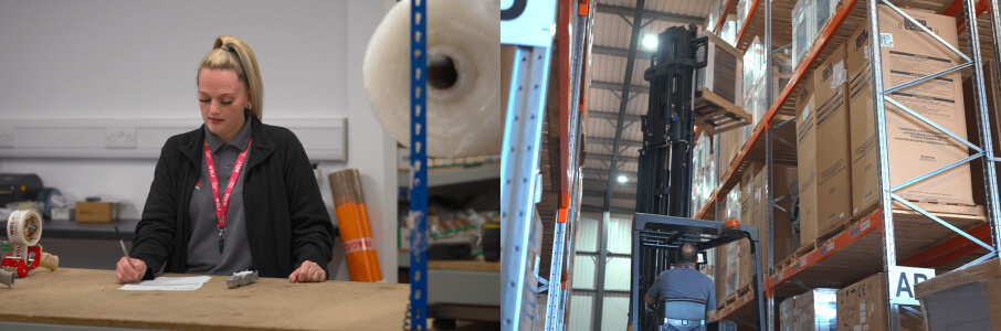working in the warehouse